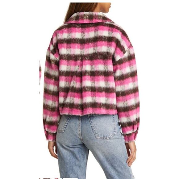 Vigoss Plaid Crop Shacket Jacket Pink Multi Women's Size Medium - Picture 4 of 15